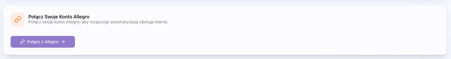 Zrzut ekranu statusu połączenia z Allegro