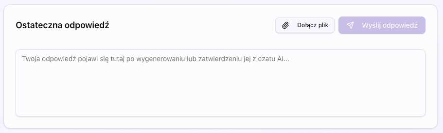 Zrzut ekranu pola odpowiedzi